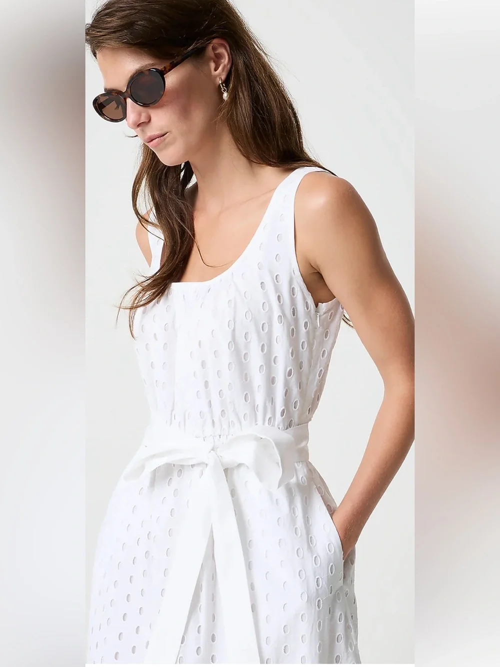 NWT J.Crew White Eyelet Belted Midi Maxi Dress Size 2 CU588